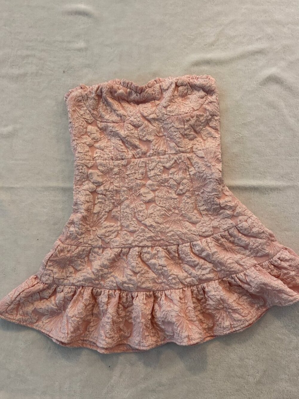 Pink Floral Strapless Dress